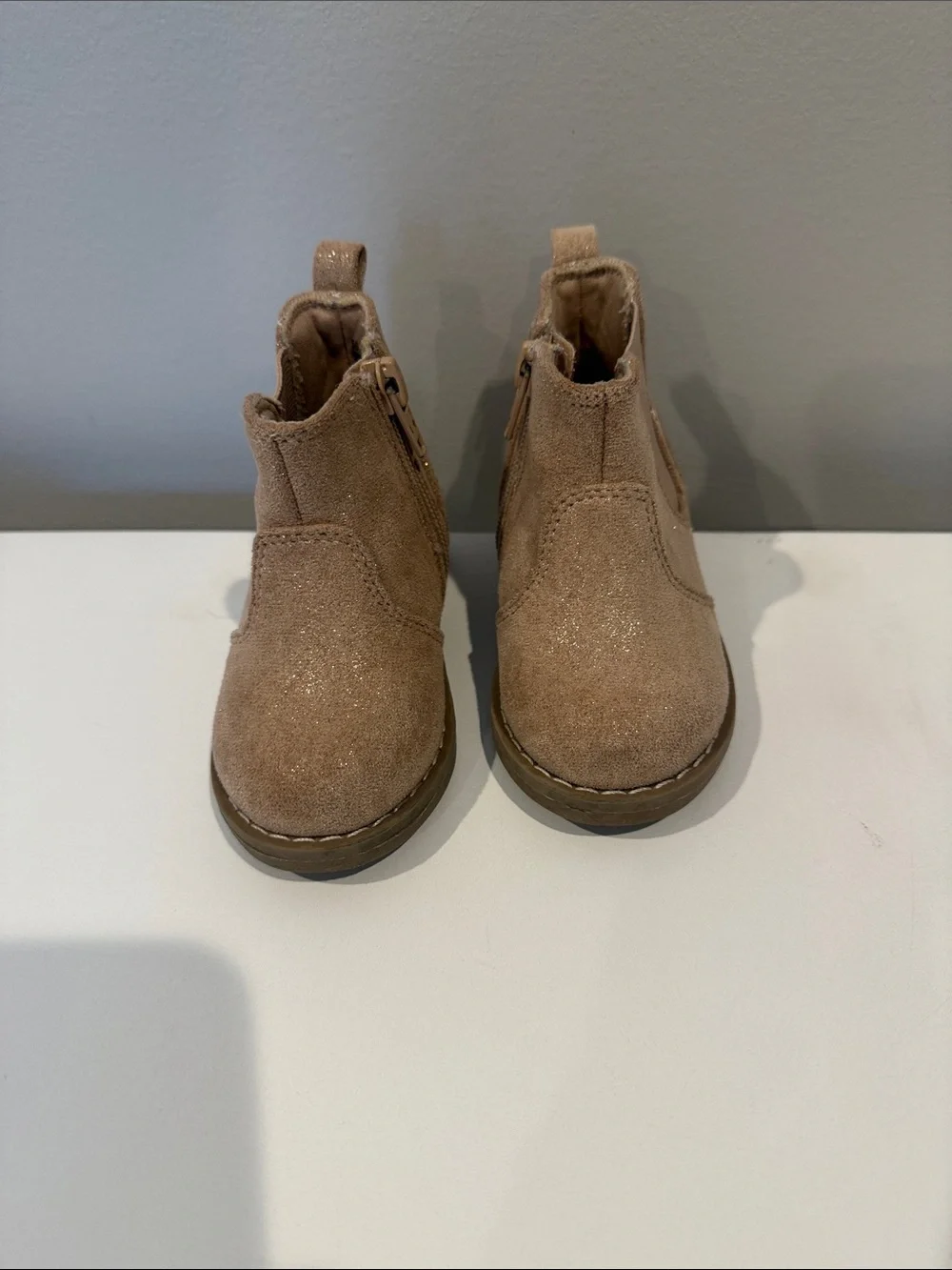 Toddler Tan Suede Chelsea Boots with Glitter Accent 5